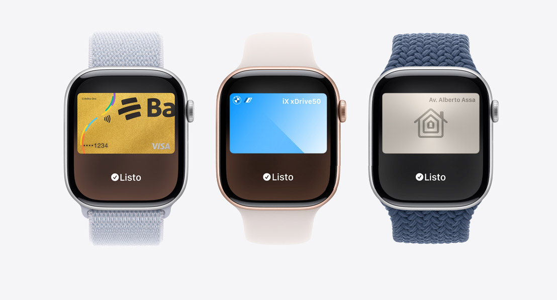 Un Apple Watch Series 10 muestra una tarjeta genérica en la app Wallet.