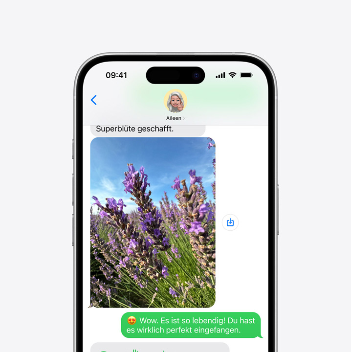 iPhone 16 Display mit Textnachricht