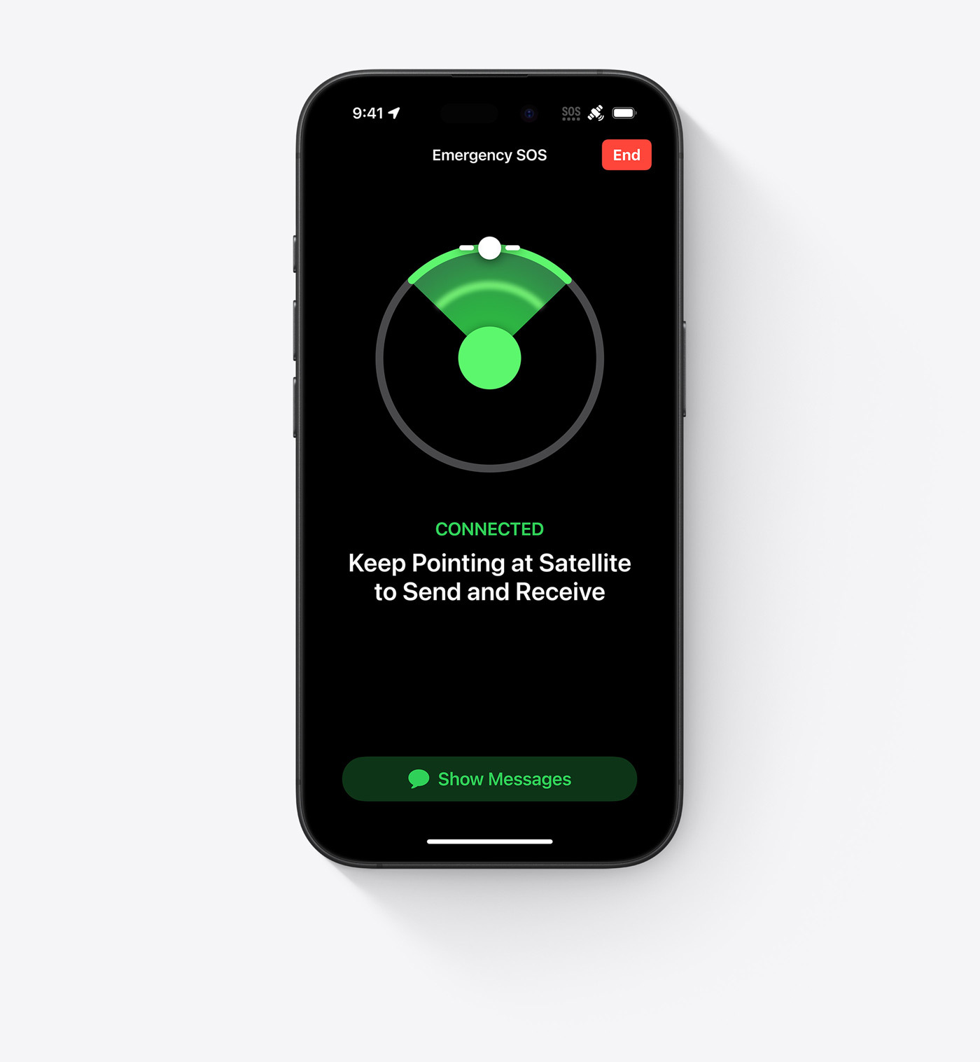 Demonstration of messaging via Satellite on iPhone 16 in White