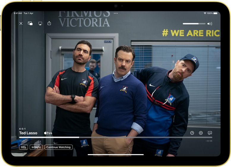 Apple TV+ show Ted Lasso on iPad.
