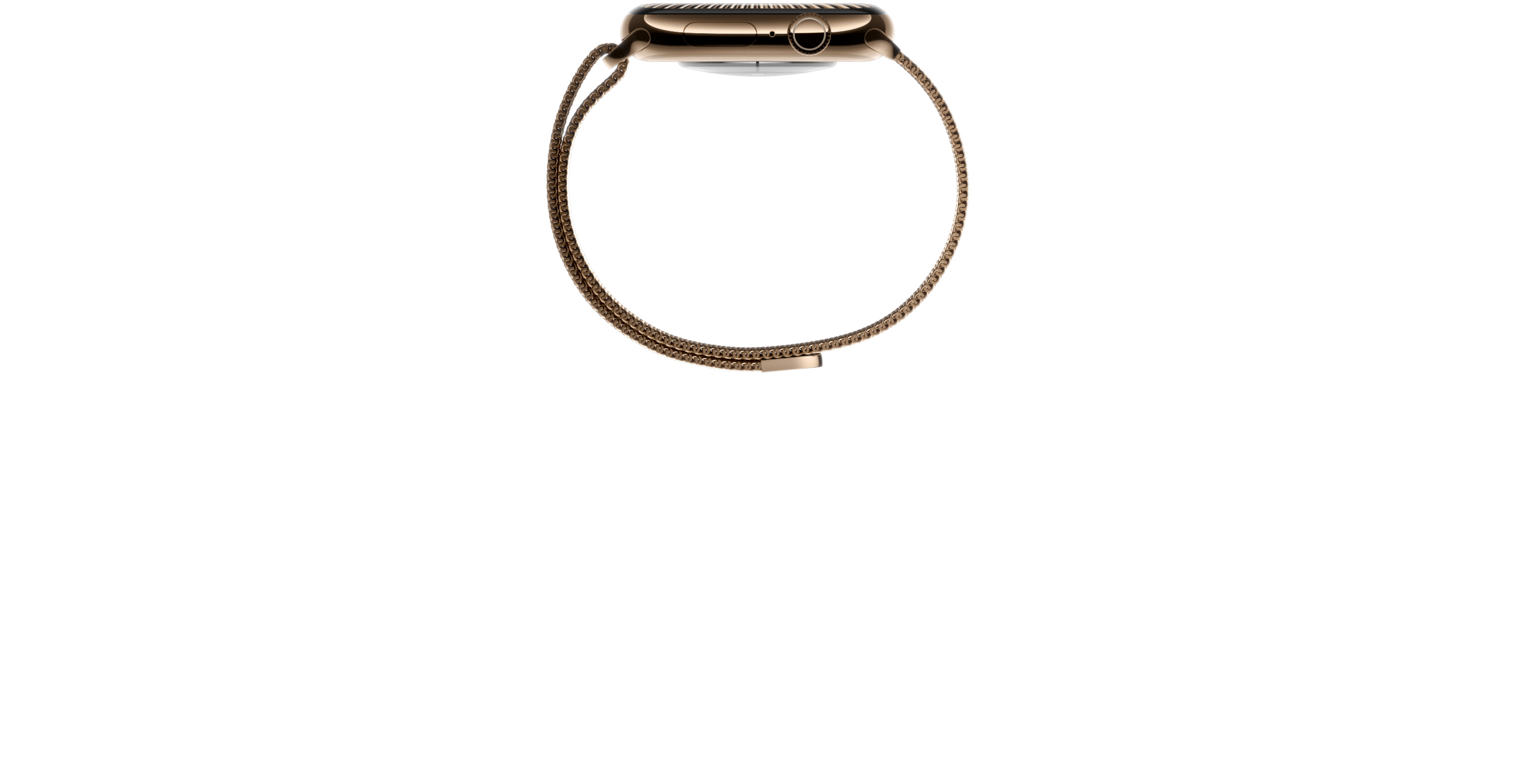 La Digital Crown di un Apple Watch Series 10 vista di lato per mostrare quanto è sottile.