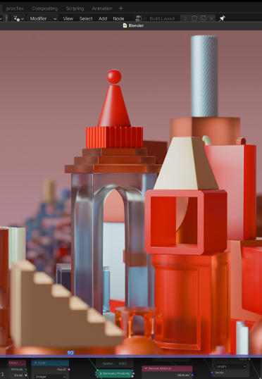 Mac 桌面上顯示 Blender app。