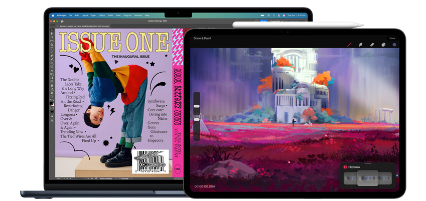 Design apps displayed on a MacBook and an iPad