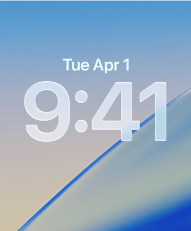 時刻の書体にLiquid Glassが適用されていることを示すロック画面